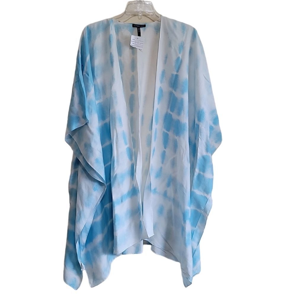 Southern Shirt  Blue and White Tie Dye Kimono  Sz One Size